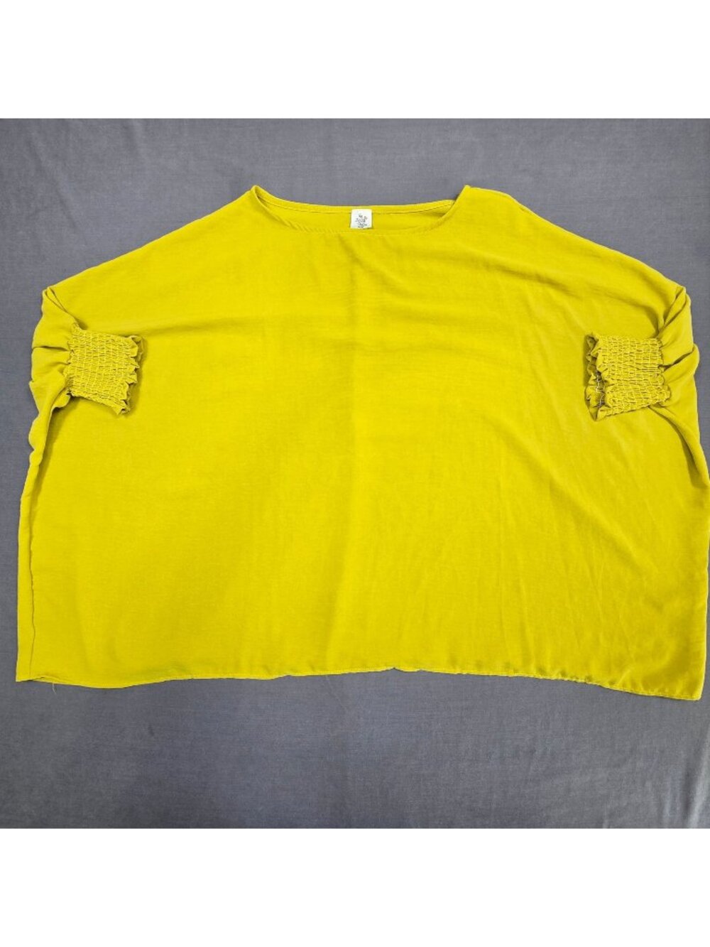 The Zig Zag Stripe OS Plus Size Yellow Ruched Sleeve Boxy Top